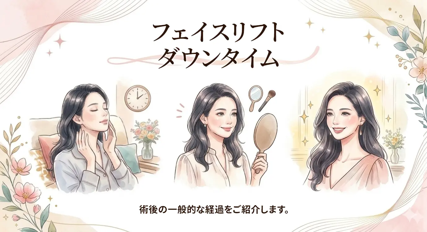 フェイスリフトダウンタイムのイメージイラスト（AI生成）