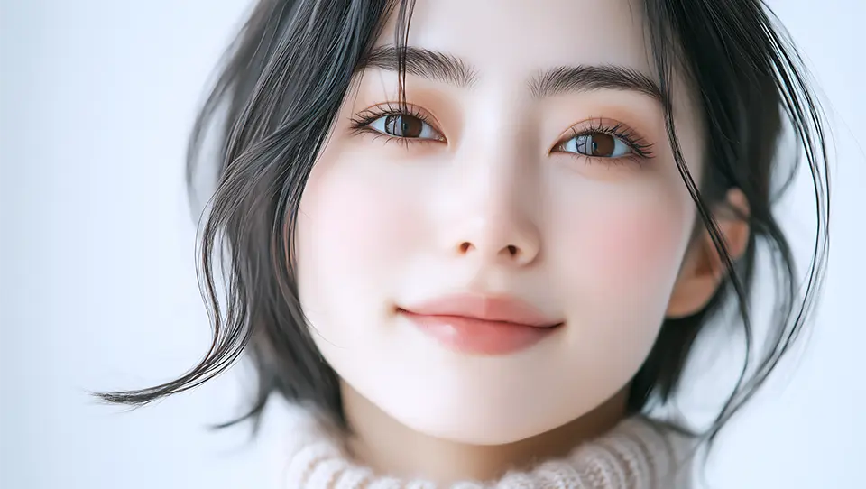 穏やかに微笑むショートヘアの女性の顔