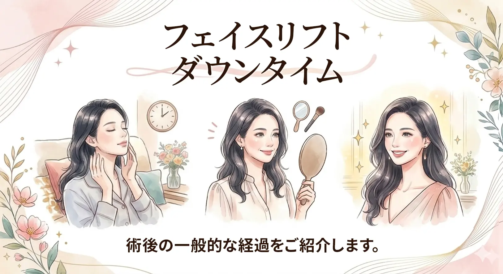 フェイスリフトダウンタイムのイメージイラスト（AI生成）