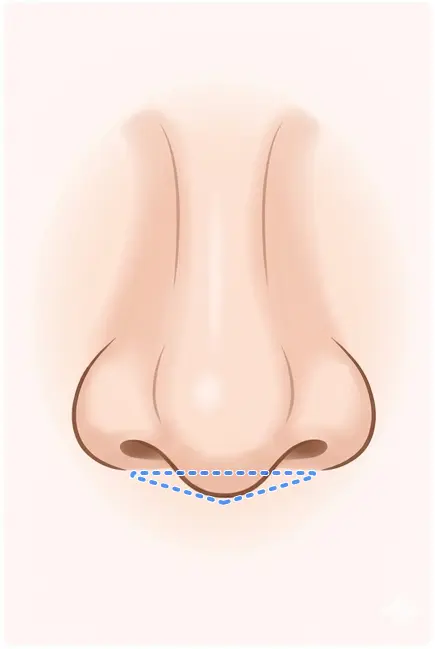 鼻柱下降術の解説イラスト2(AI生成)