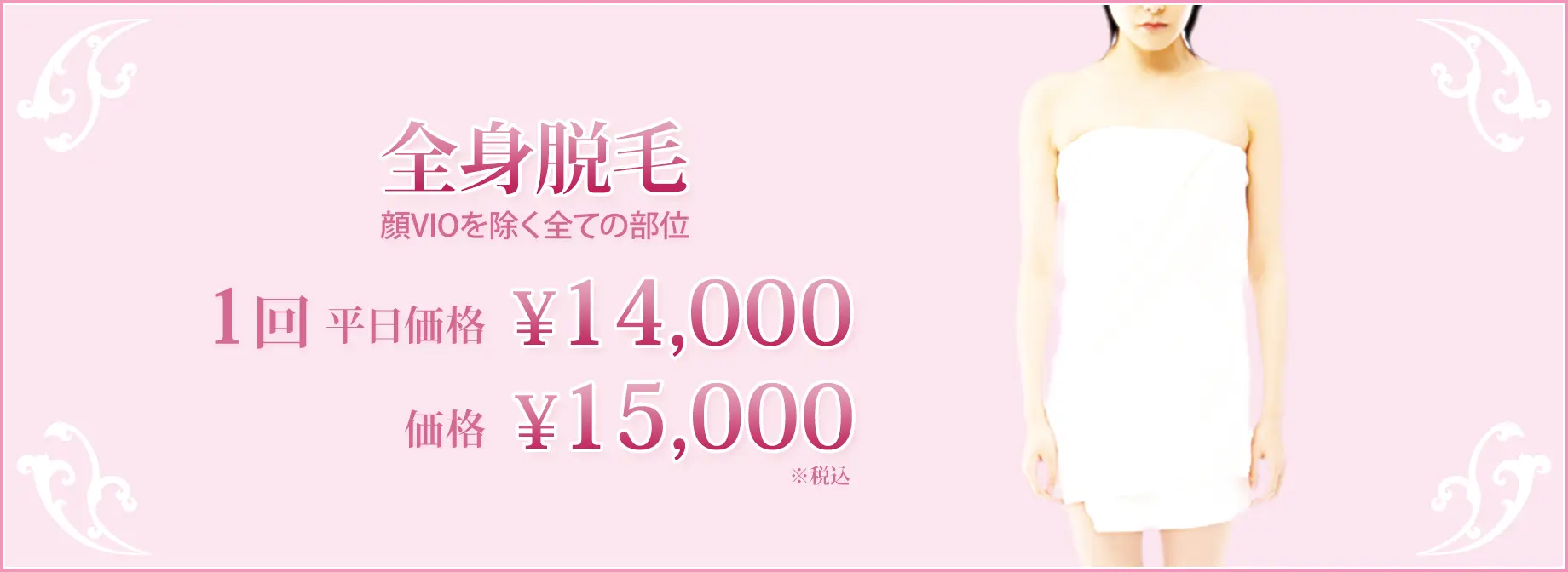 全身脱毛 顔、VIOを除く全ての部位